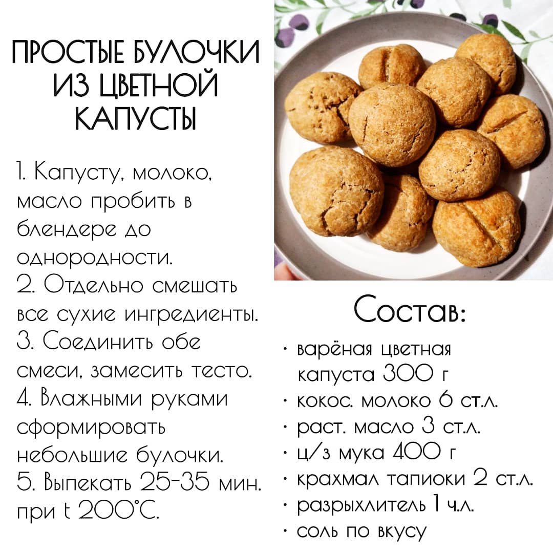 ПРОСТЫЕ БУЛОЧКИ ИЗ ЦВЕТНОЙ КАПУСТЫ